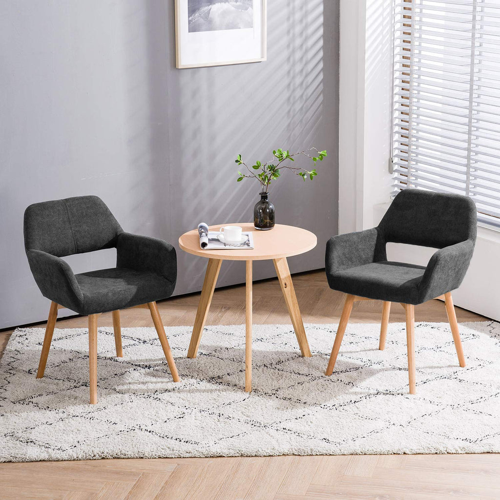 Mid Century Modern Dining Chairs Set of 2 & 4 & 6 Comfy Accent Chair Upholstered Kitchen Dining Living Room Chairs for Bedrooms Waiting Room Home Arm Desk Chair No Wheels (Beige, 2)