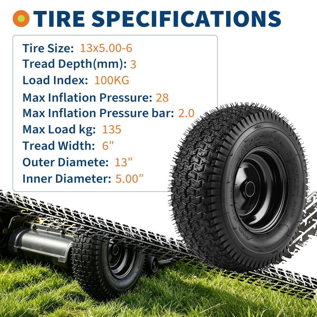 PioneerWorks 2Packs 20x10-8 Lawn Mower Tires and rim
