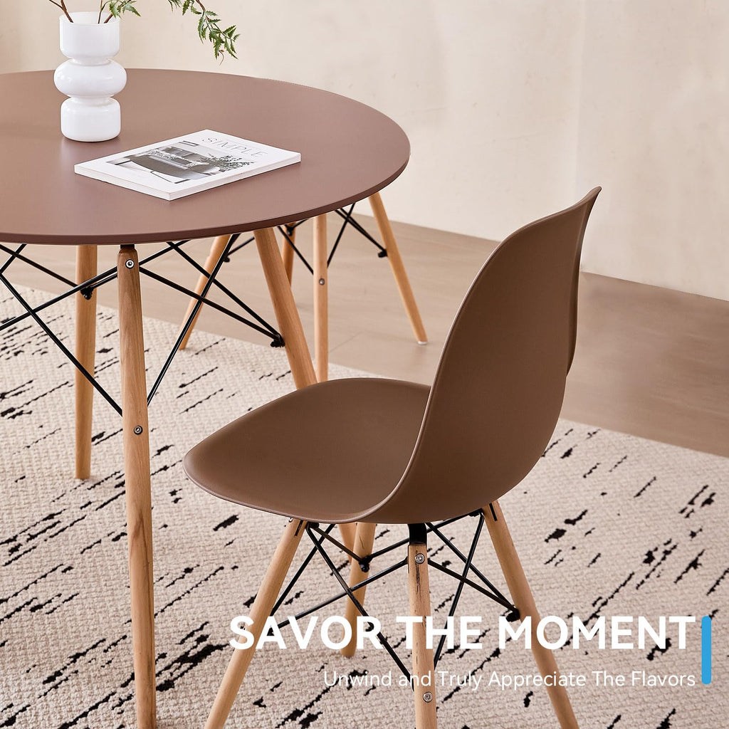 5-Piece Round Dining Set, 35.5" Black Table & Light Gray Chair