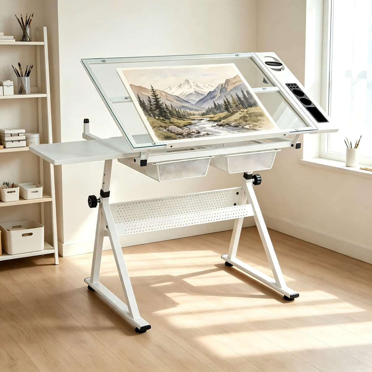 Garvee Drafting Table w/Stool, Height Adjustable Drawing Table