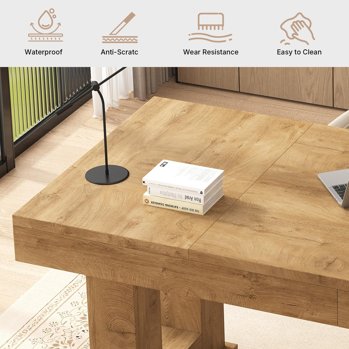 63 inch Rectangular Executive Desk with Spacious Desktop