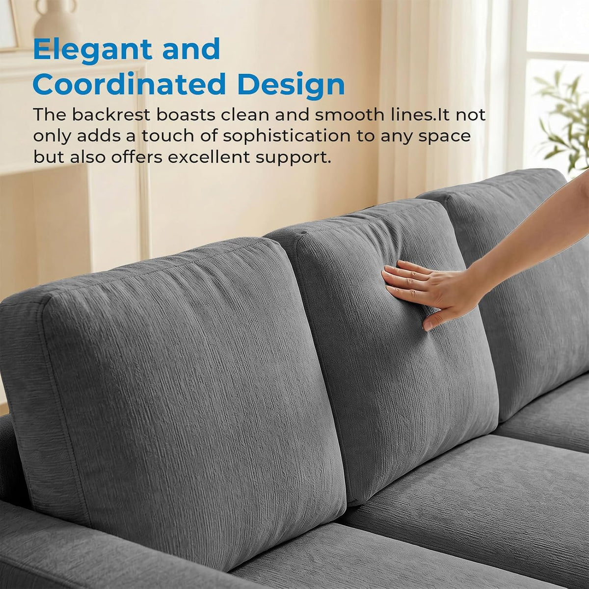 Mjkone 82" 2 Pieces Living Room Sofa Set, 3 Seater & Loveseat, Light Grey