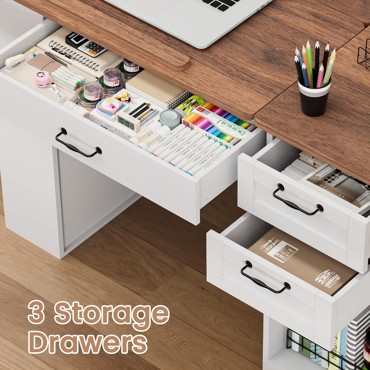 Drafting Table with Storage Cabinet & Drawers, Adjustable Drawing Table with Open Shelves, Craft Art Desk for Artists, Painters, Drawing, Crafting, Reading, Writing, Working