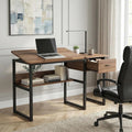 Lailang 47 Inch Computer Desk, Rectangular Office Desk, Drafting Table with Storage, Wood PC Desk, Art Desk for Adults, Small Writing Desk, 47 x 24 x 30 Inch, Walnut Black