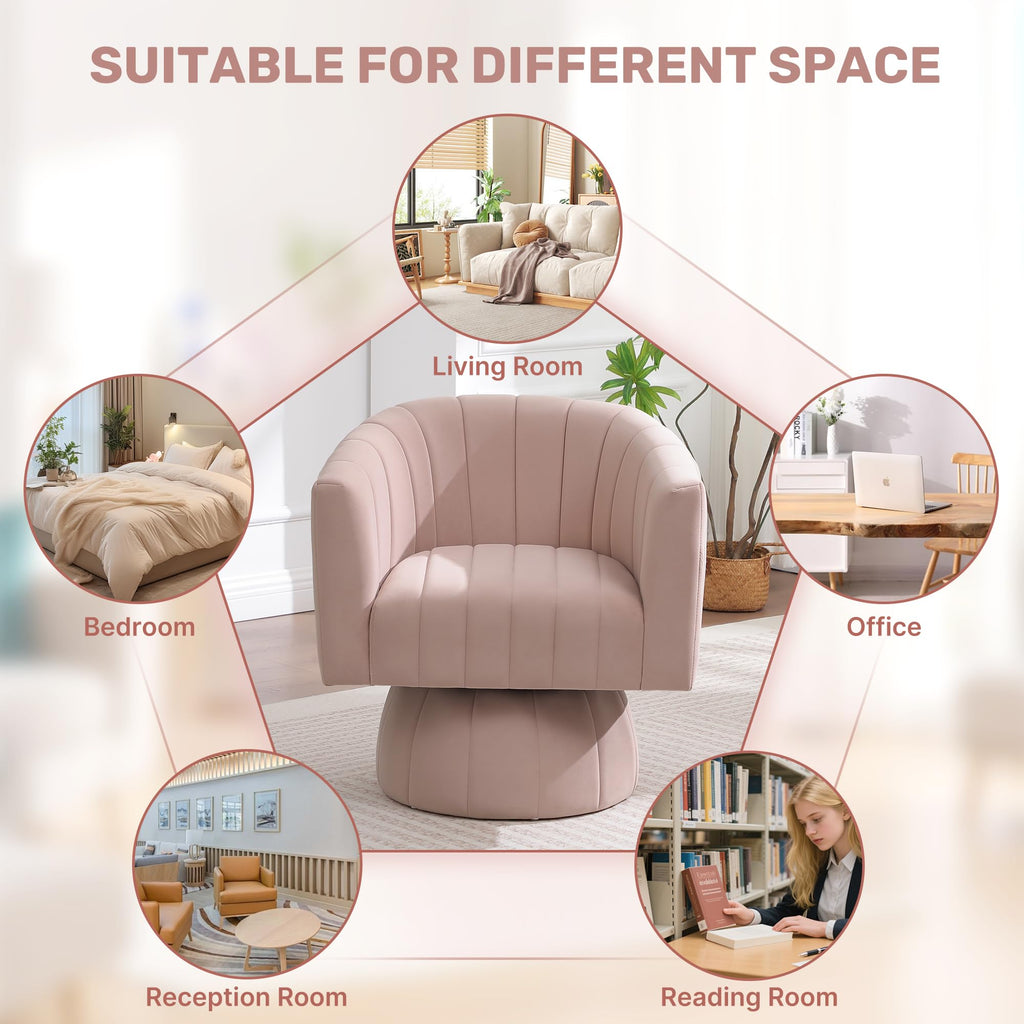 Swivel Accent Barrel Chair Set of 2, Cute Comfy Small Round 360Â° Arm Chair, Velvet Sofa Club Reading Chair for Living Room Bedroom Office Purple