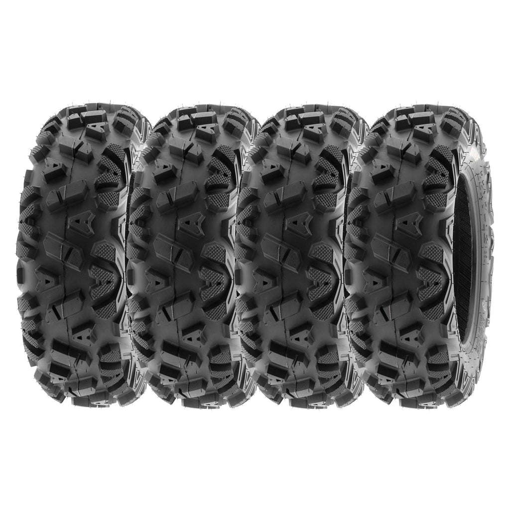 Set of 4 SunF Power.I ATV UTV all-terrain Tires 25x8-12 Front & 25x10-12 Rear, 6 PR, Tubeless A033