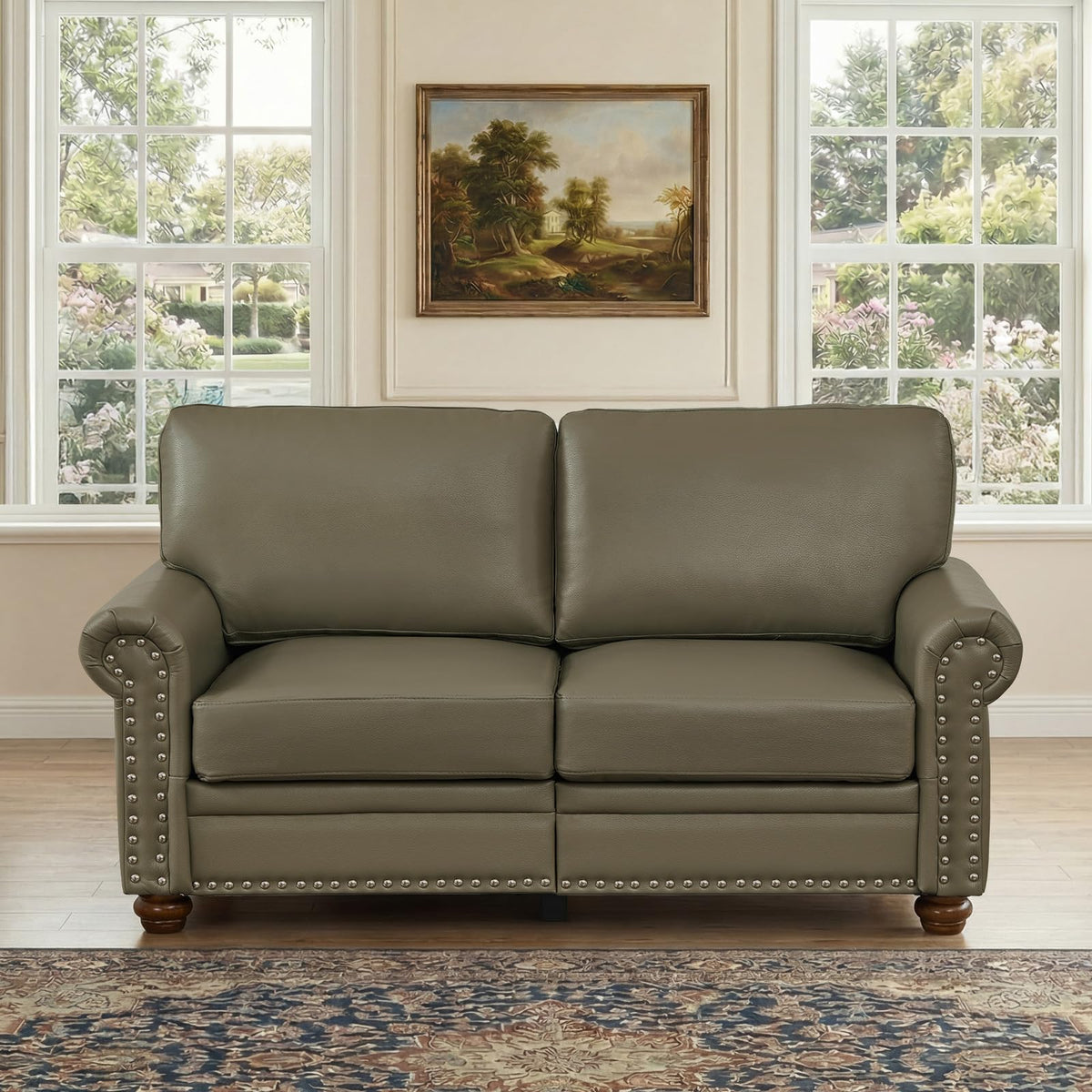 2 Piece Couch Sets for Living Room,Mid Century Modern Couch with Storage Nailhead Trim & Rolled Armrests,Deep Seat Comfy Couch,Furniture Set for Living Room,Bedroom,Office(Navy Blue,Loveseat+3 Seater)