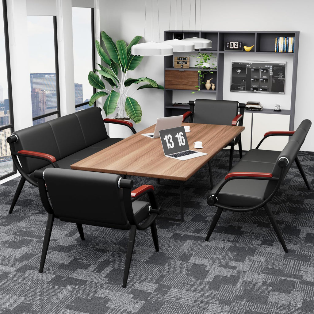 wonline Waiting Room Chairs, Office Furniture Reception Chairs with Arms, Leather Chairs is Suitable for Clinic,Airport,Hospital,Barber,Salon,Bank-Black