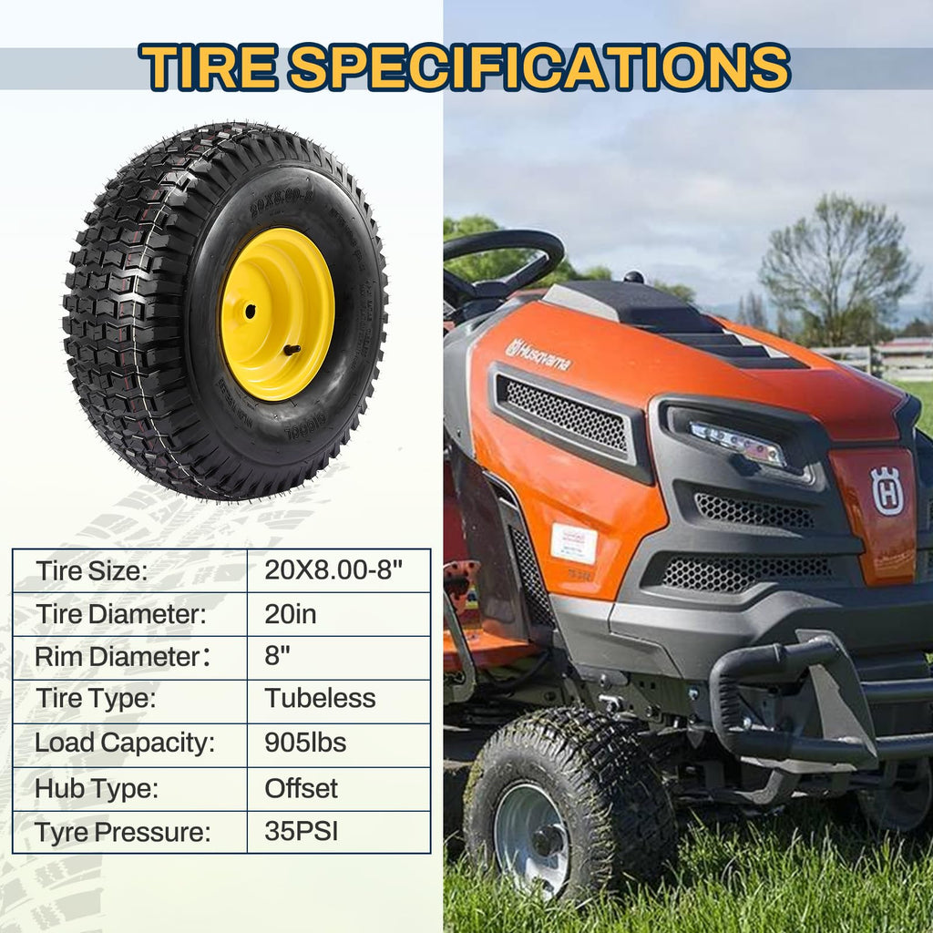 15x6.00-6 Flat Free Lawn Mower Tire and Wheel, 15x6-6 Front Tire Assembly