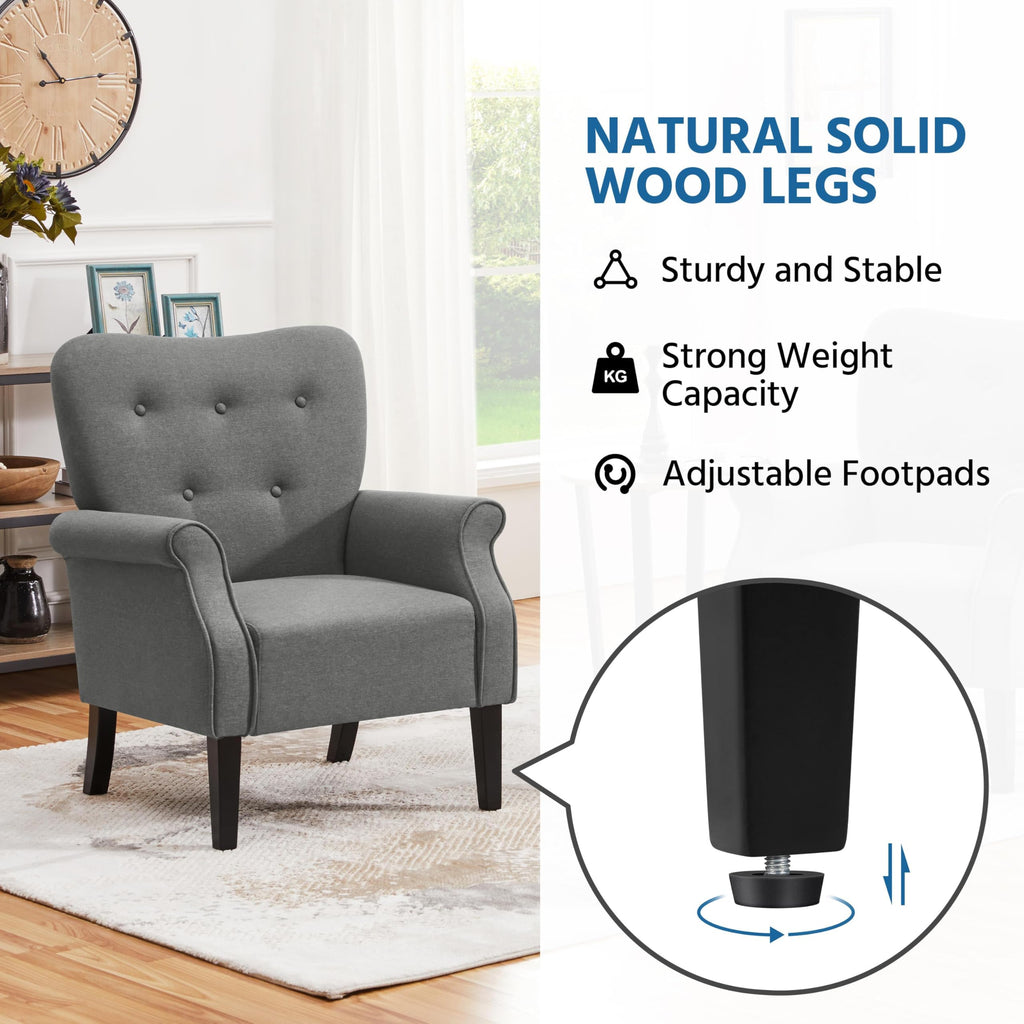 Yaheetech High Back Accent Chair Set of 2 with Rolled Arms, Navy Blue