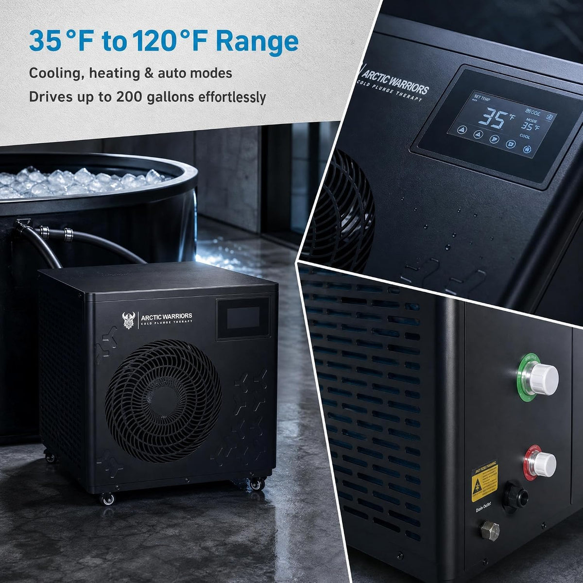 1.5HP Cold Plunge Chiller, WiFi Ice Bath, 12000 BTU/h, Heat & Cool