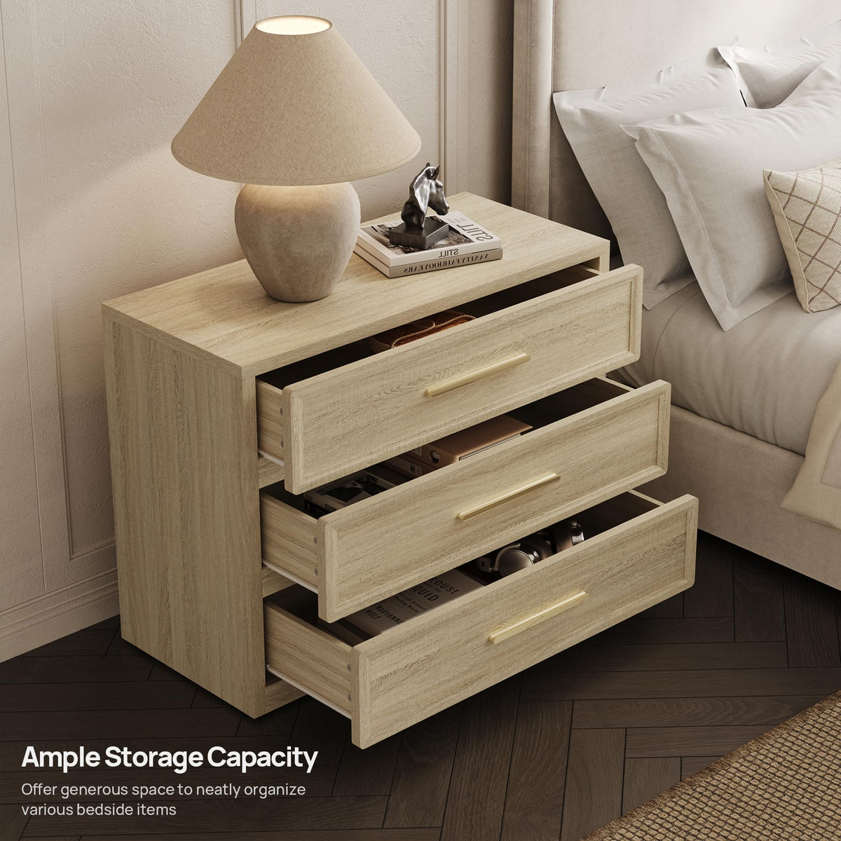 SICOTAS Oversized Night Stand Set 2 for Bedroom 31.3" Bedside Table