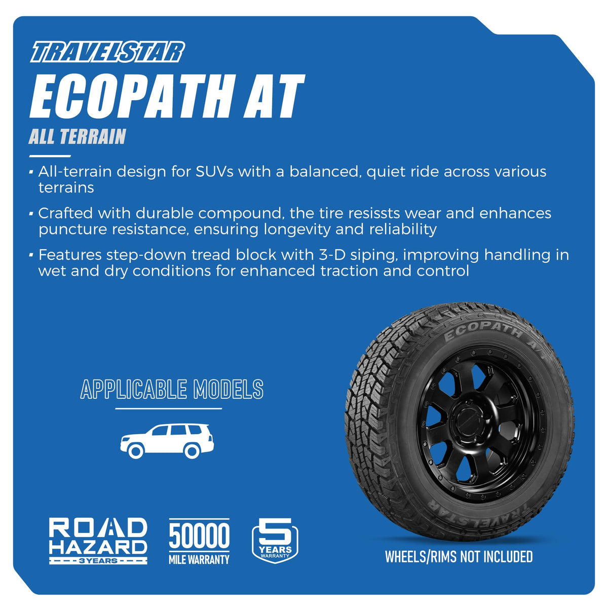 Set of 4 Travelstar Ecopath AT LT265/75R16 10 Ply 123/120S Light Truck Tire
