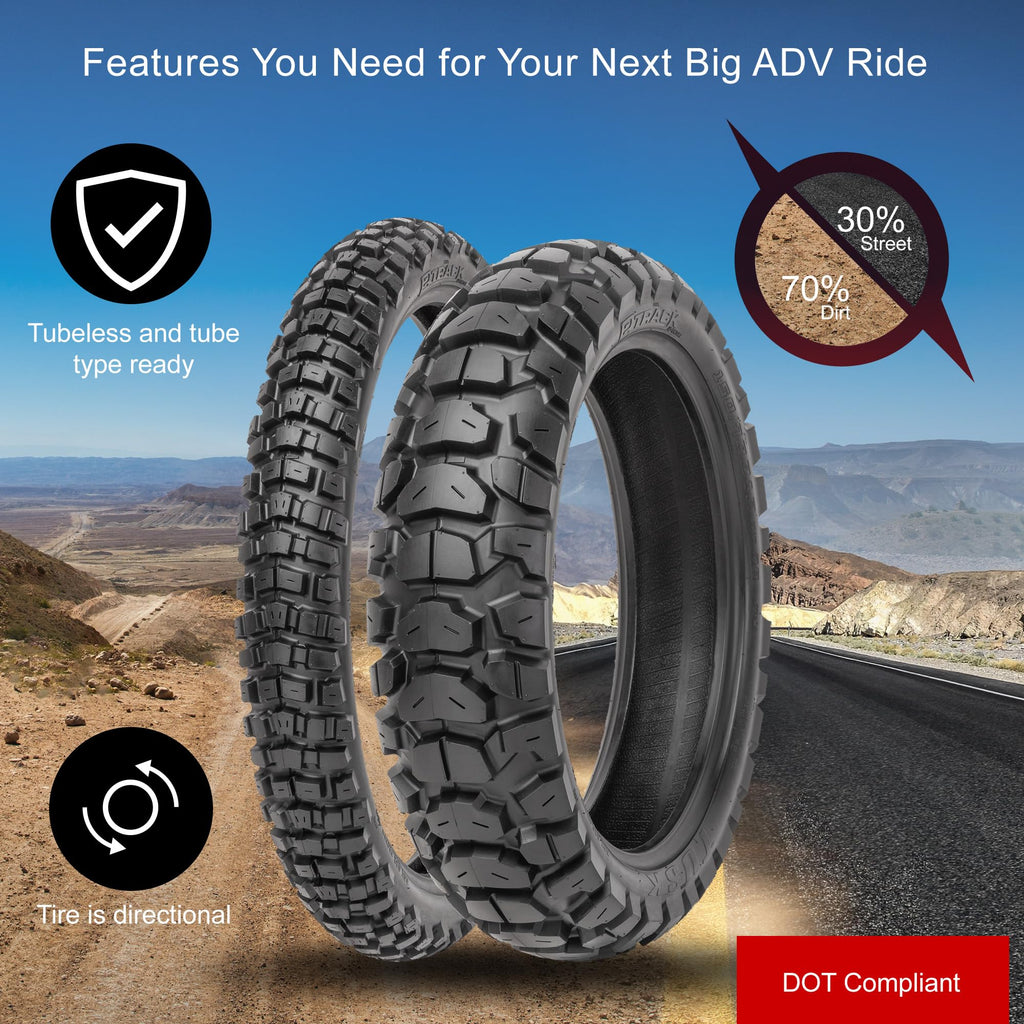 Tusk 2Track Adventure Motorcycle Tire Set â 90/90-21 Front & 130/80-17 Rear â Dual-Sport Off-Road Tires