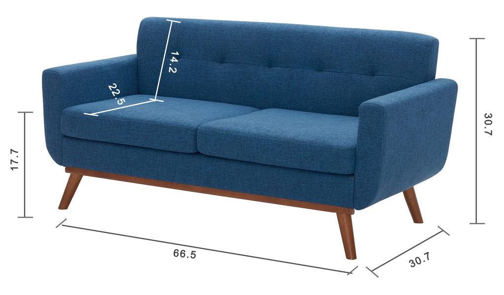 Kingfun 2 Piece Loveseat and Sofa Sets, Mid Century Modern Love Seat Couches for Living Room, Button Tufted Upholstered Furniture, Small Couch for Bedroom, Office, Beige