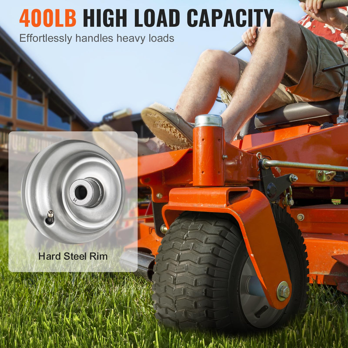 VEVOR Lawn Mower Tires with Rim, 20x8-8" Tubeless Tractor Tires, 2-Pack Tire and Wheel Assembly, S-Turf Pneumatic Tires with 3.5" Offset Hub and 3/4" Bushing Size, for Riding Mowers Lawn Tractors