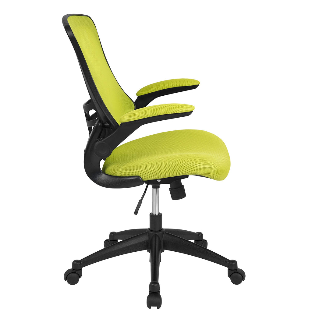 Flash Furniture Set of 4 Mid-Back Swivel Ergonomic Task Office Chairs with Flip-Up Arms, Black Mesh