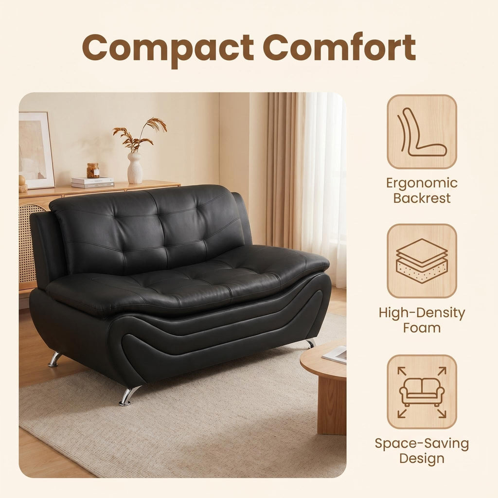 Modern Faux Leather Sofa Set â 3-Piece Living Room Couch with Chrome Legs & Padded Armrests â Includes 1-Seater, 2-Seater & 3-Seater â Contemporary Lounge Furniture for Home & Office (Brown)