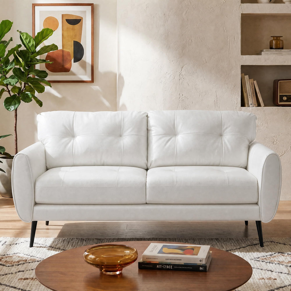 61'' Small Leather Loveseat and Chair, 3 Piece Living Room Sets, Black