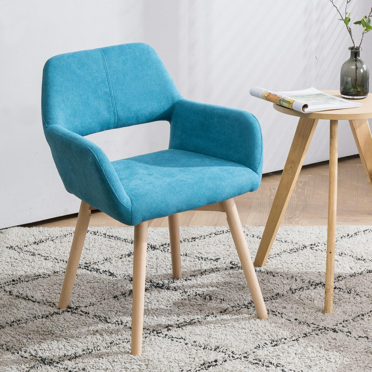 Mid Century Modern Dining Chairs Set of 2 & 4 & 6 Comfy Accent Chair Upholstered Kitchen Dining Living Room Chairs for Bedrooms Waiting Room Home Arm Desk Chair No Wheels (Beige, 2)