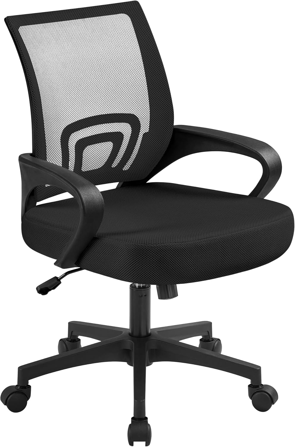 Yaheetech Black Computer Desk and Chair Set with Drawer, Shelves, Mesh Seat