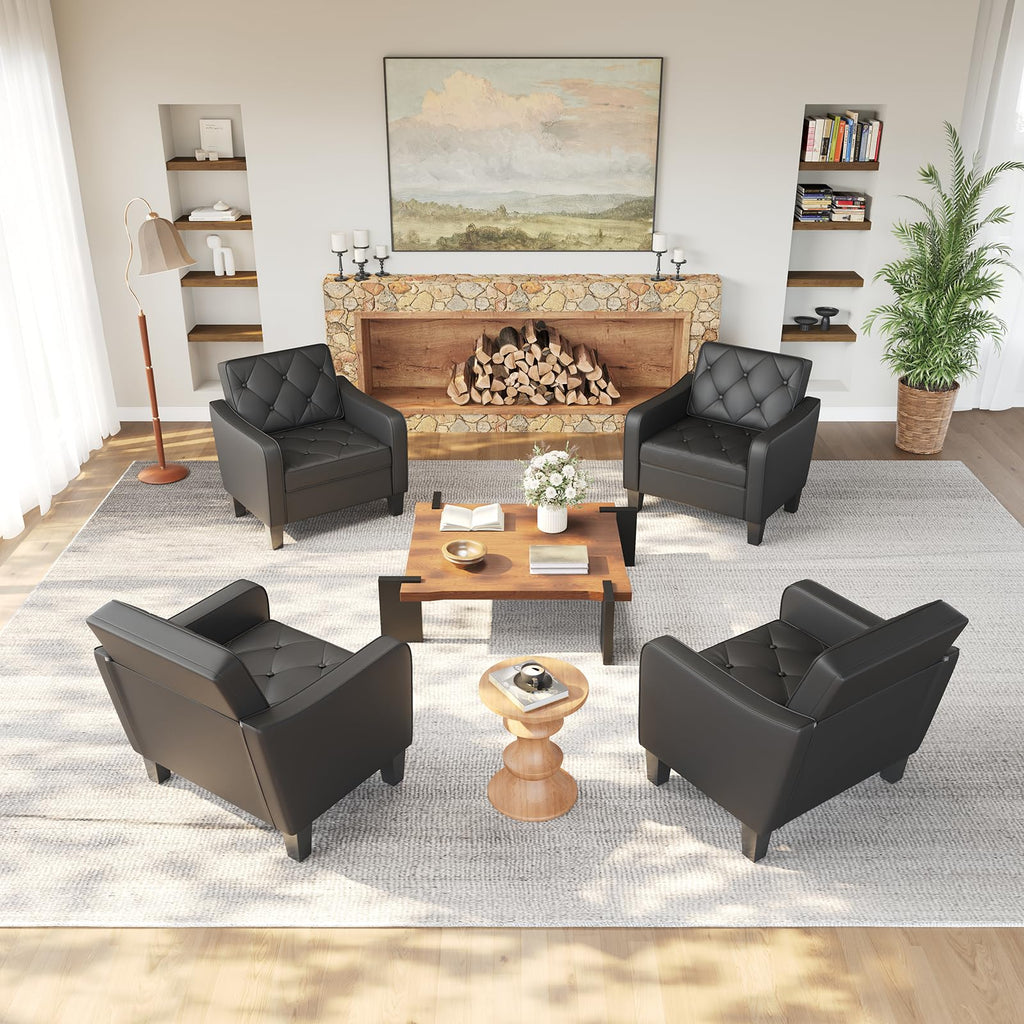 Grey Accent Chairs Set of 2, Wide Comfy Arm Chairs for Living Room, Office