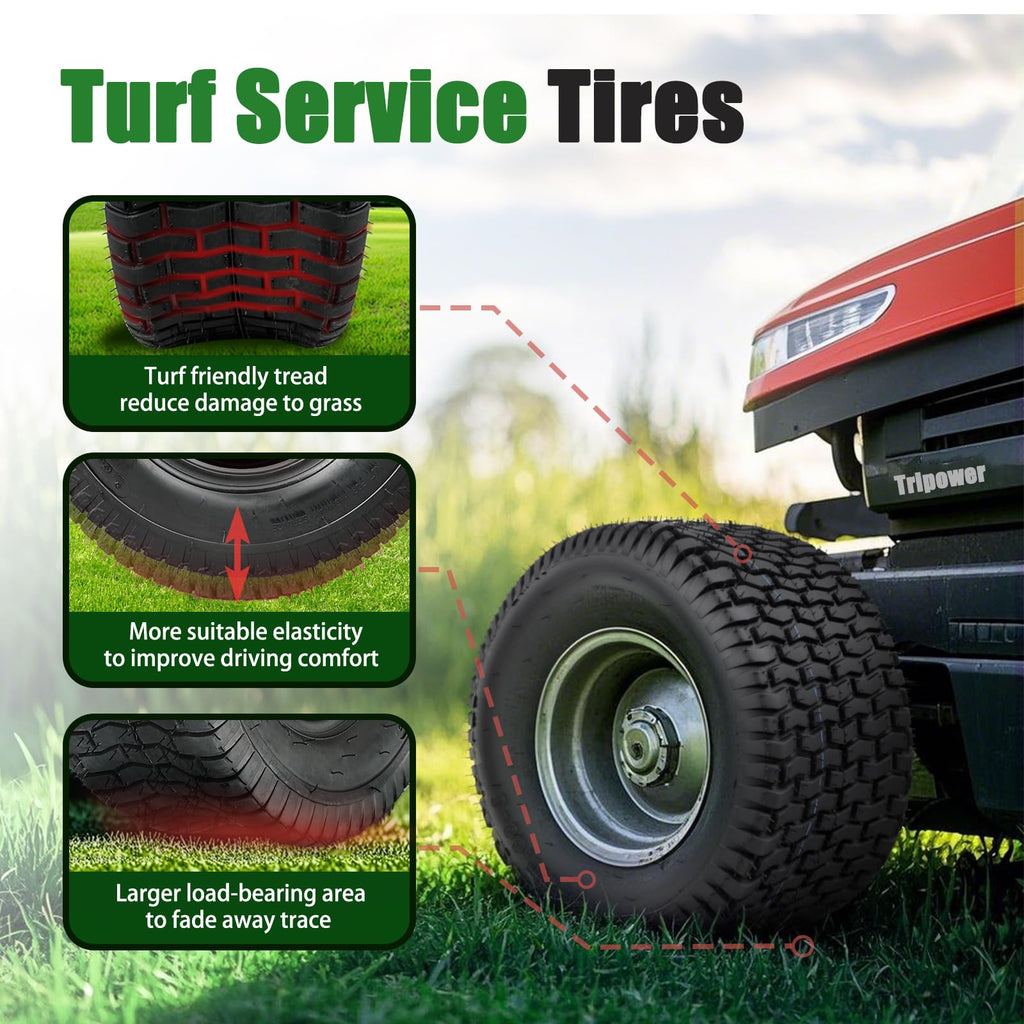 TRIPOWER 24x9.50-12 Lawn Mower Tire, 1 Pack Single Replacement Tire, 4PR Tubeless Turf Tire for Riding Mowers and Garden Tractors, Tire Only, Rim Not Included