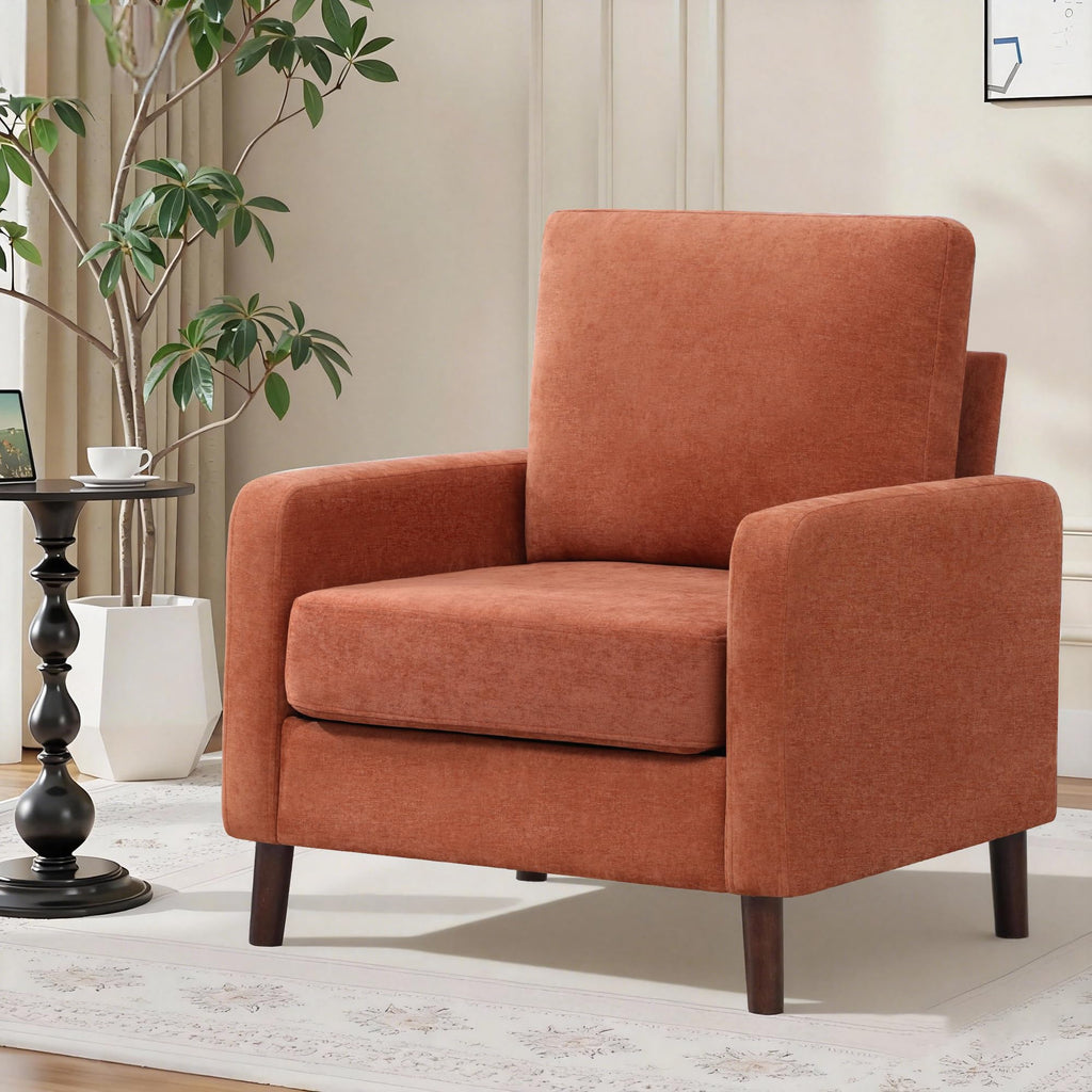Accent Chair Set of 2, Upholstered Living Room Chairs with Wood Legs and Side Pockets, Modern Reading Chair for Bedroom, Armchair Single Sofa Side Chair for Office, Small Room, Dark Grey