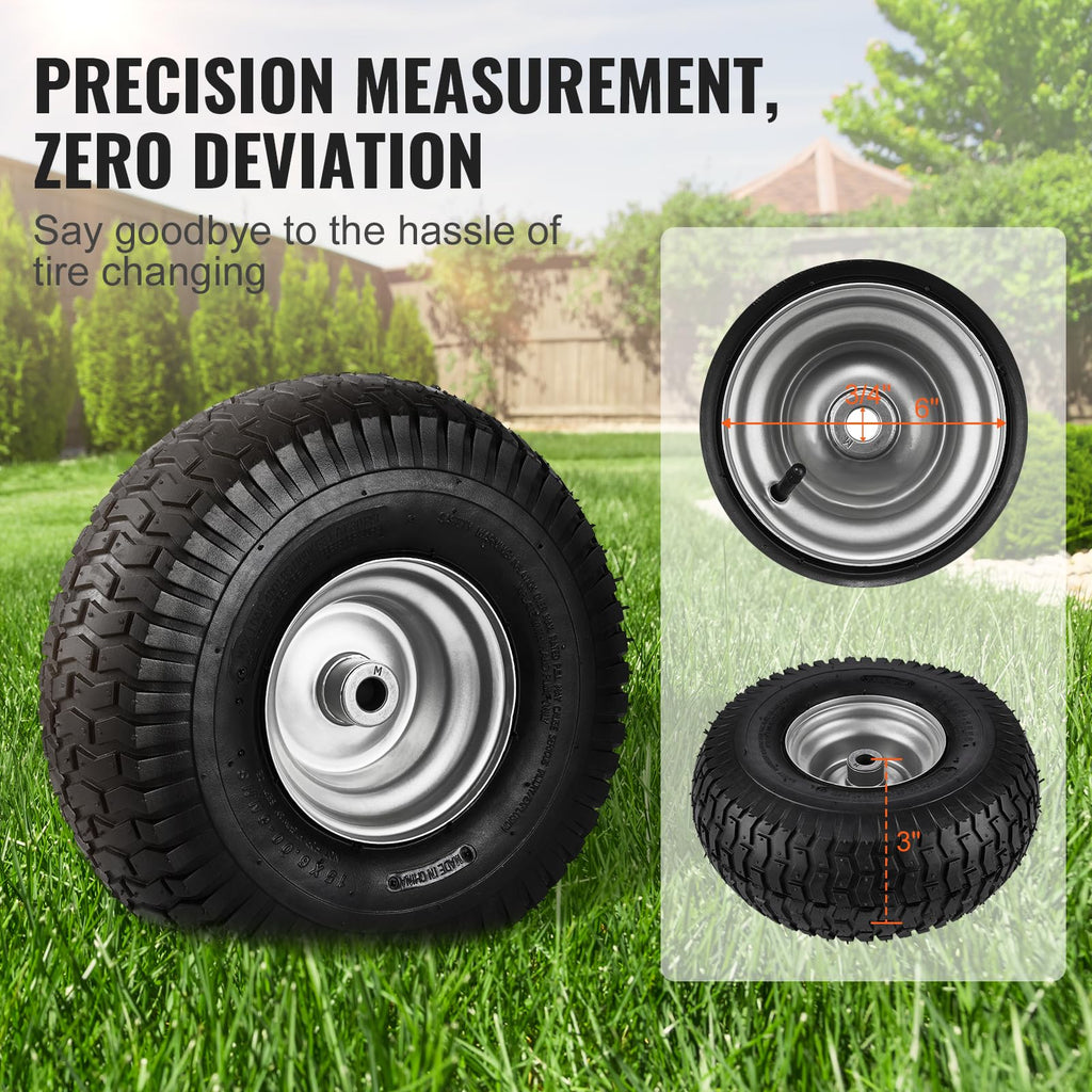 VEVOR Lawn Mower Tires with Rim, 20x8-8" Tubeless Tractor Tires, 2-Pack Tire and Wheel Assembly, S-Turf Pneumatic Tires with 3.5" Offset Hub and 3/4" Bushing Size, for Riding Mowers Lawn Tractors