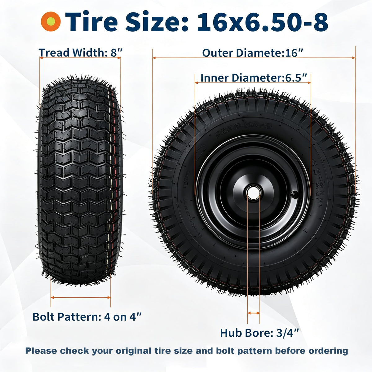 PioneerWorks 2Packs 20x10-8 Lawn Mower Tires and rim