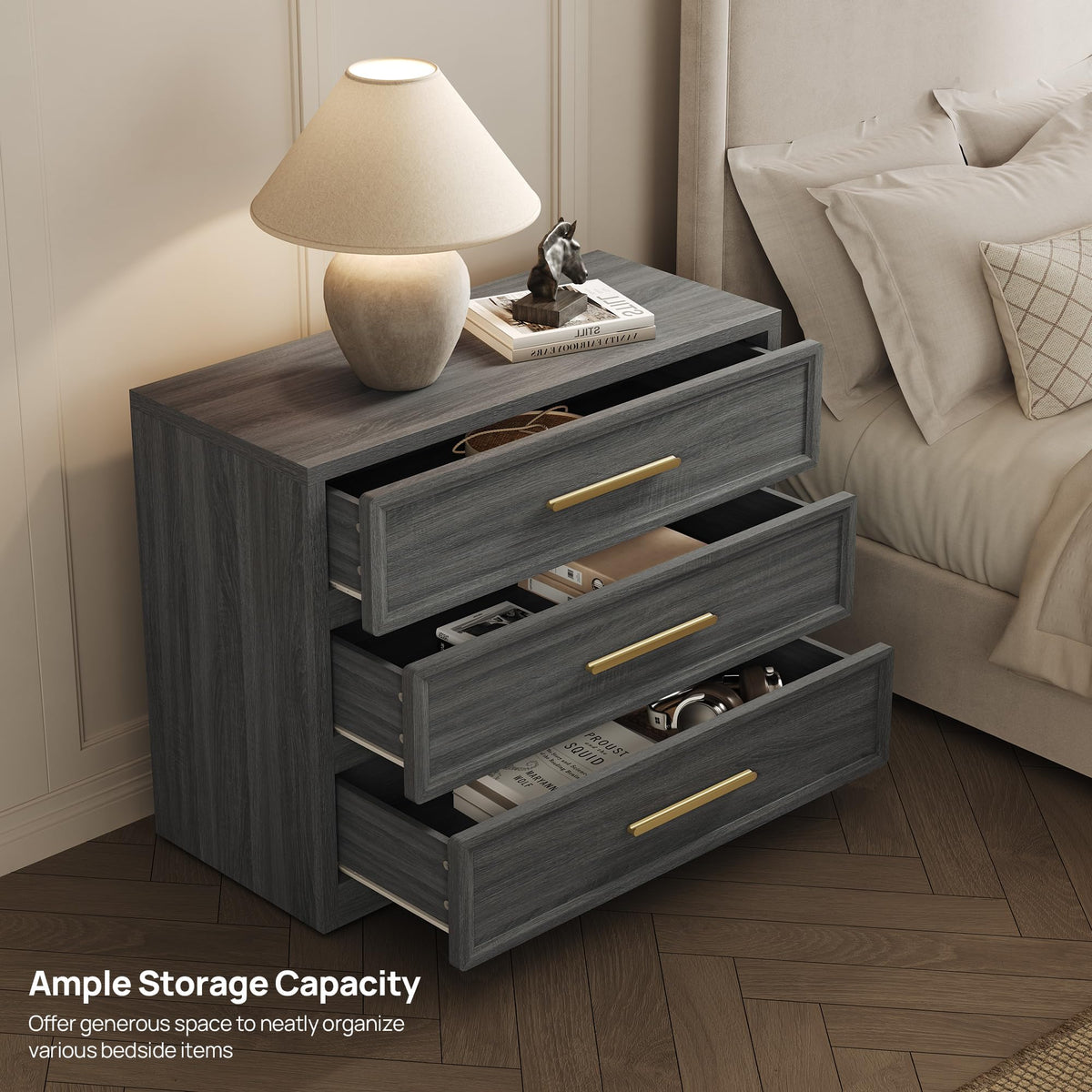 SICOTAS Oversized Night Stand Set 2 for Bedroom 31.3" Bedside Table
