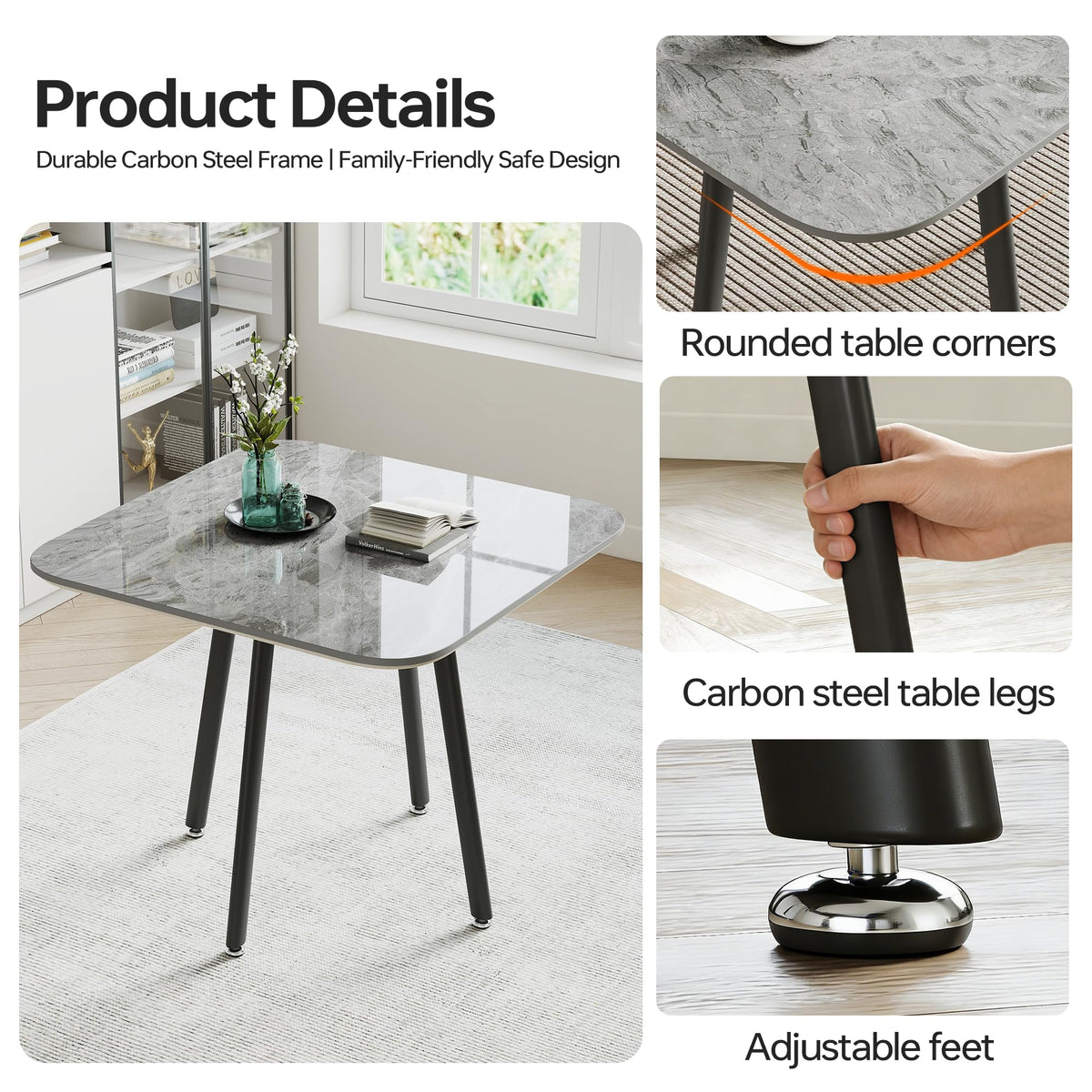 Round Sintered Stone Dining Table Set for 4