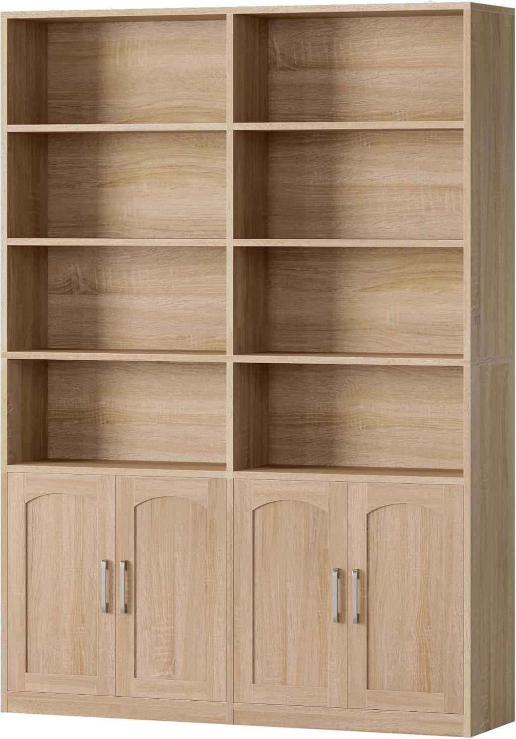 FACBOTALL Bookshelf and Bookcase with Doors, Double Wide Large Bookshelves