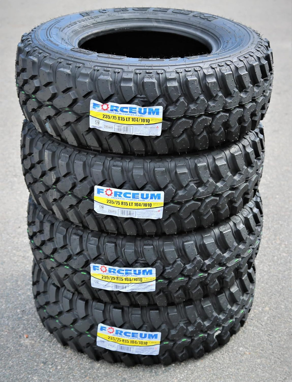 Set of 4 (Four) Forceum M/t 08 Mud Off-Road Light Truck Radial Tires-Lt235/75R15 235/75-15 104/101Q Load Range C Lrc 6-Ply BSW Black SideWall