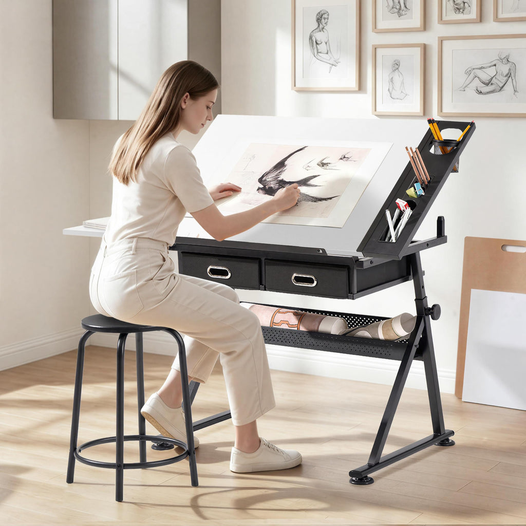 Topeakmart Drafting Table for Artists, Height Adjustable Drawing Draft Desk