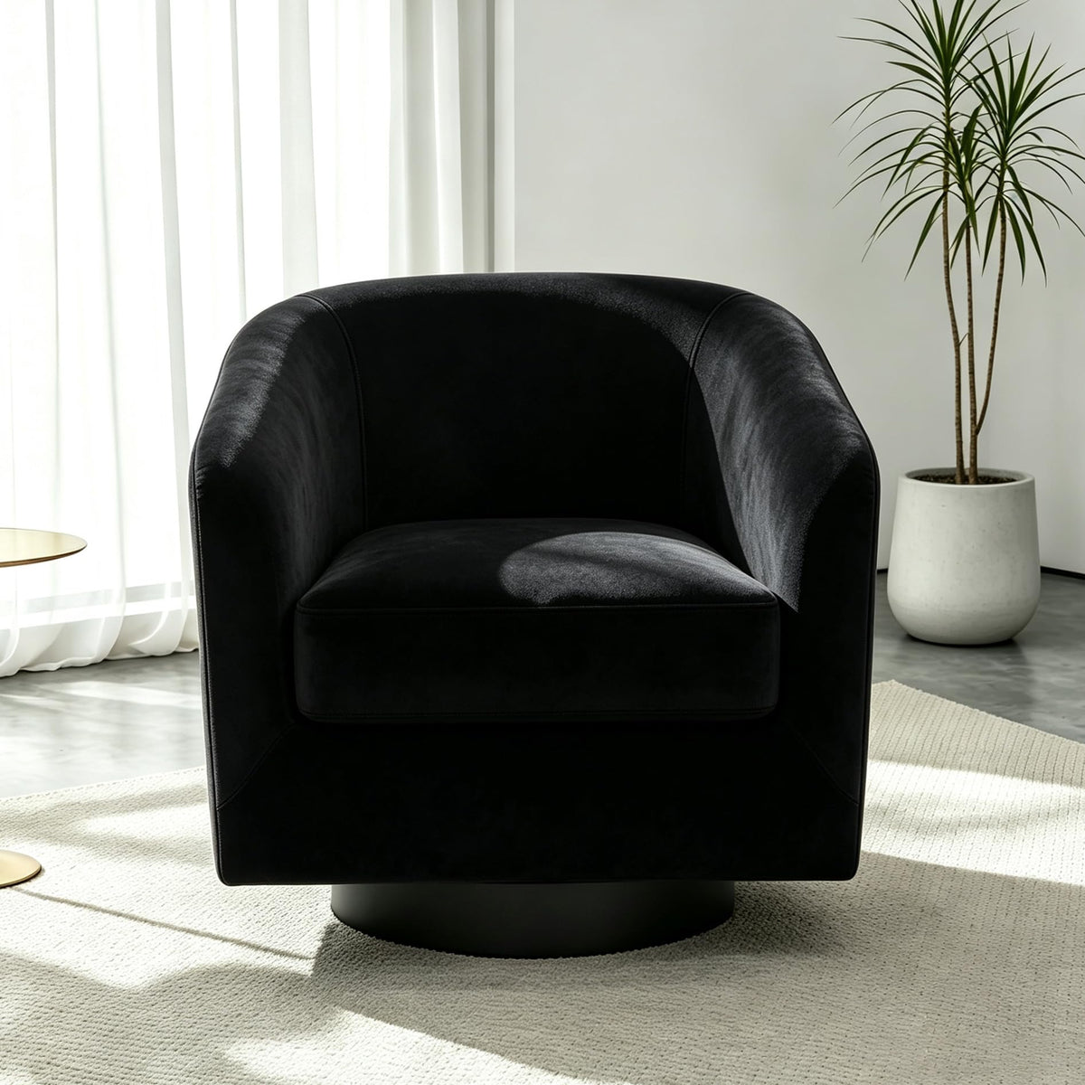 Faux Leather Swivel Accent Chairs Set of 2, Barrel Armchair, Brown