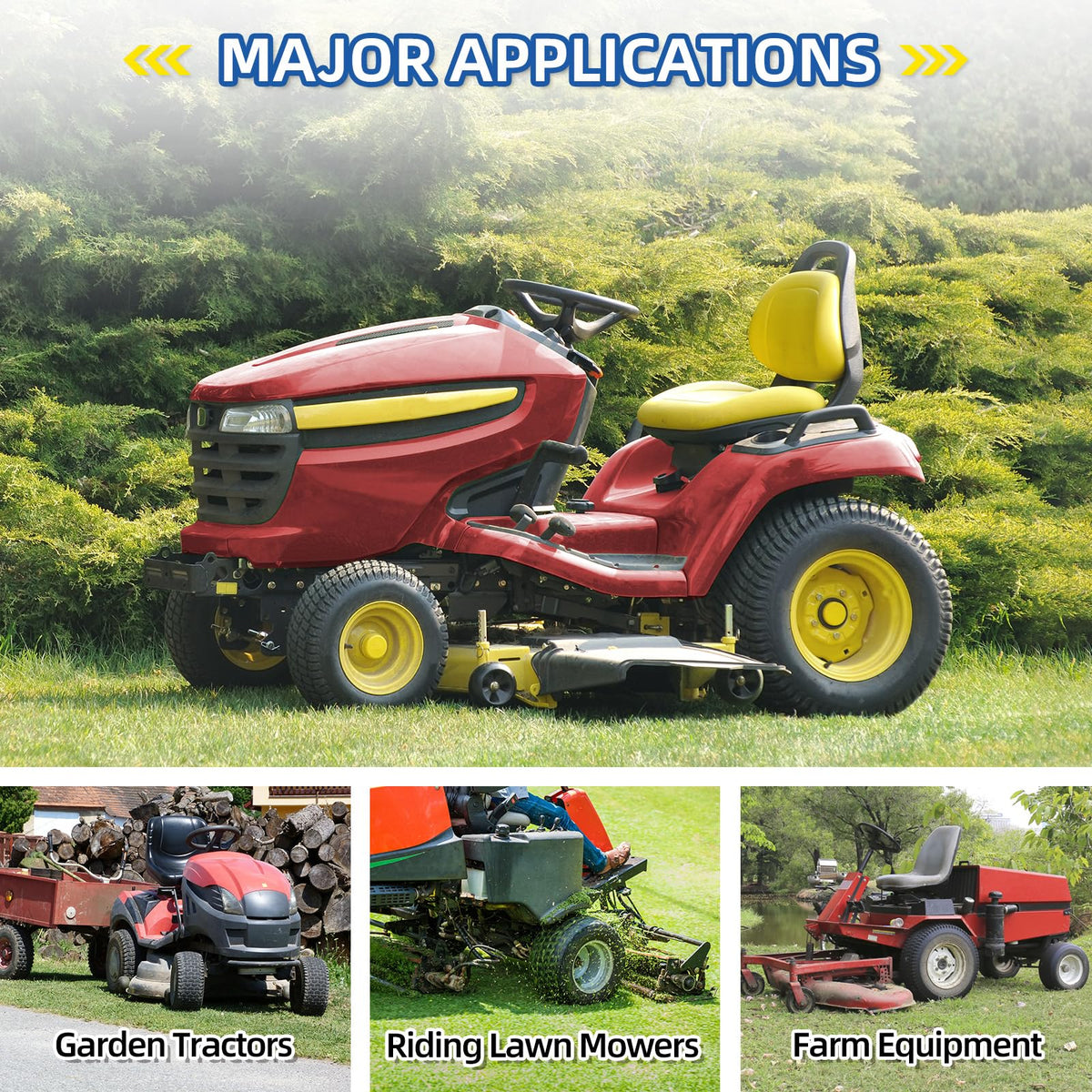 GICOOL 20x12.00-10 Tubeless Lawn Mower Tire for Riding Mower Tractor, 4Ply