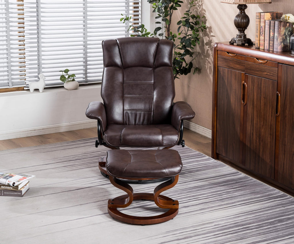 MCombo Manual Swivel Recliner with Ottoman, Faux Leather 9019