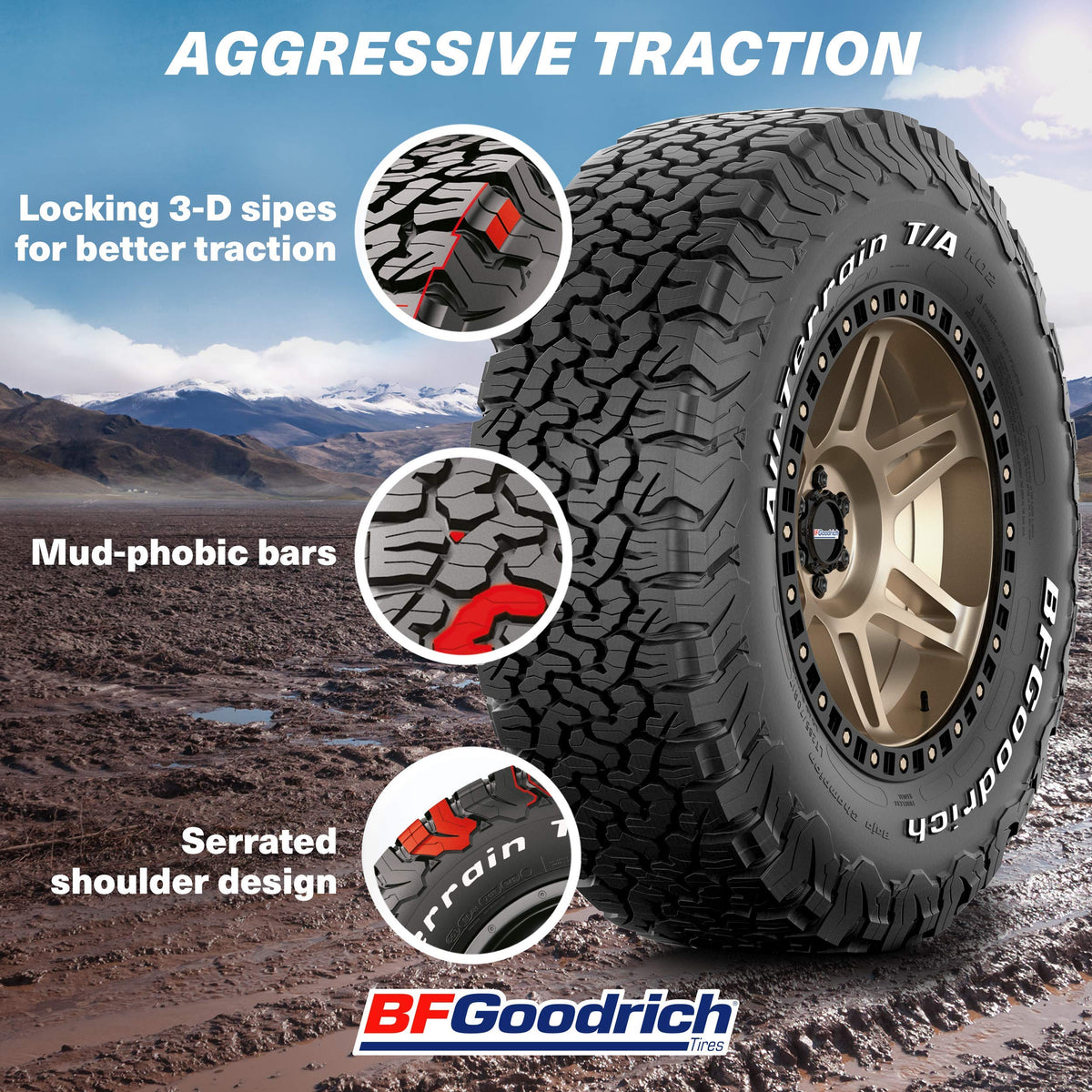 BFGoodrich All Terrain T/A KO2 Radial Car Tire for Light Trucks, SUVs, and Crossovers, LT265/70R17/C 112/109S
