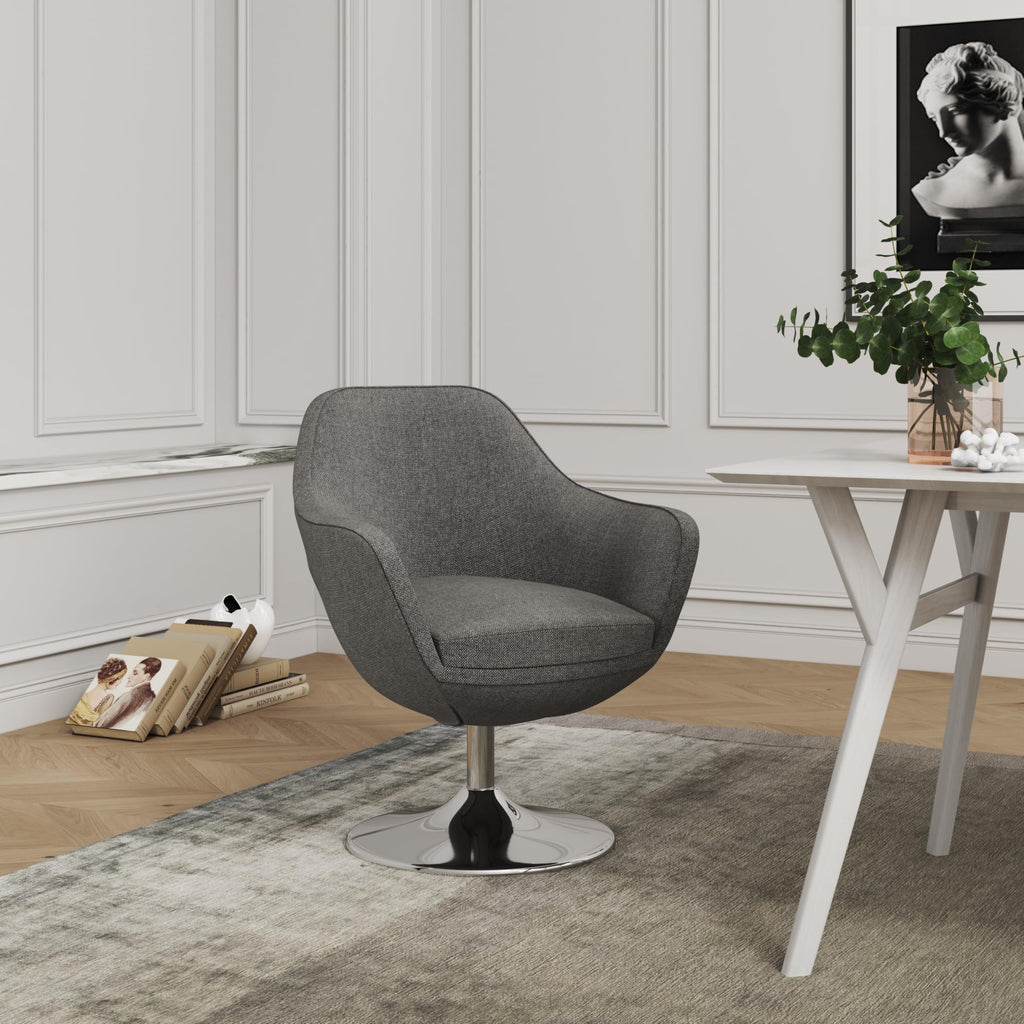 Manhattan Comfort Caisson Swivel Accent Chair Set of 2 with 360Â° Turn, Hand Upholstered Faux Leather & Polished Chrome, Removable Cushion, Modern Design for Office & Living Room, Orange Faux