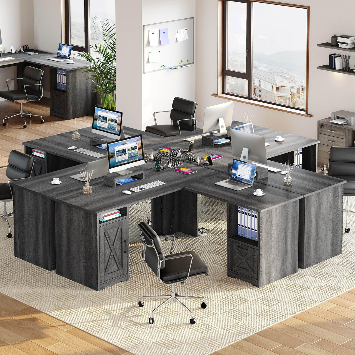 YITAHOME L Shaped Desk with Power Outlets