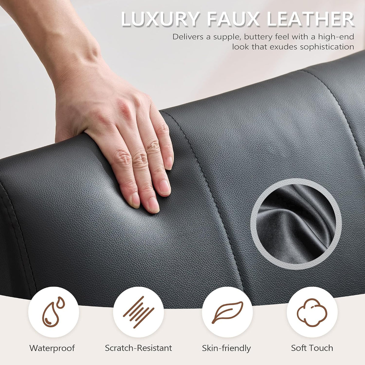 JIASTING Mid Century Modern Accent Chair Set of 2, Black Leather Armchair