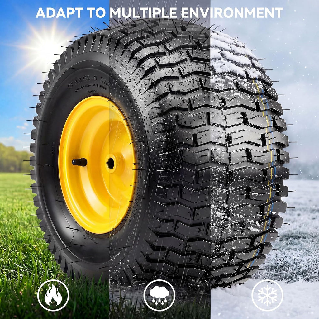 YITAMOTOR 20x8.00-8 Tubeless Lawn Mower Tire & Wheel Assemblies