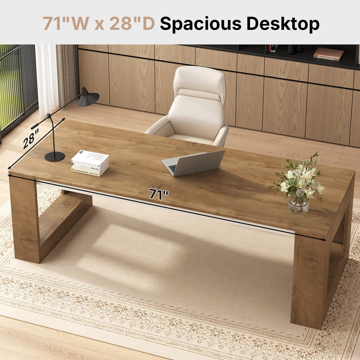 63 inch Rectangular Executive Desk with Spacious Desktop
