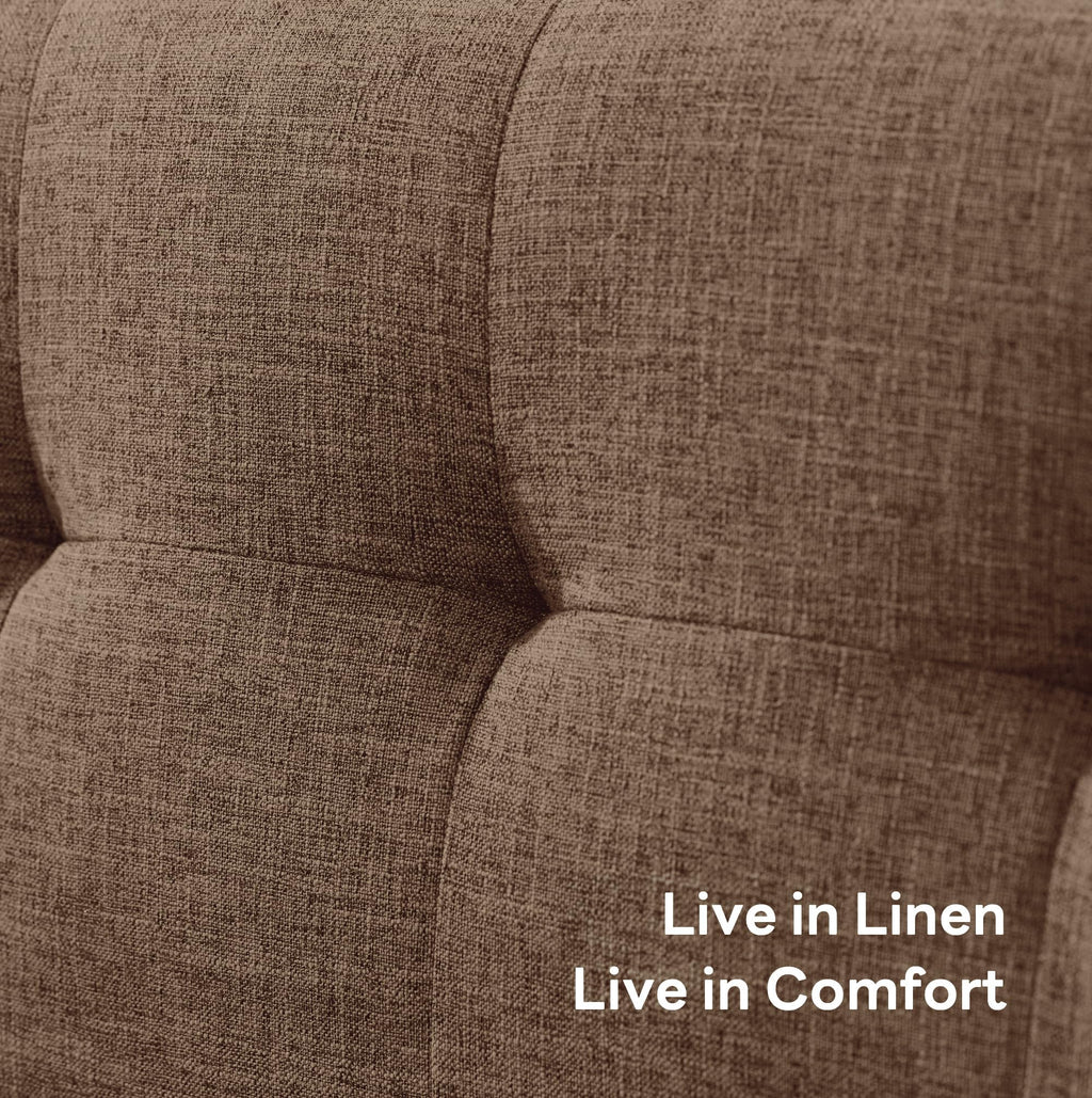 Kingfun 2 Piece Loveseat and Sofa Sets, Mid Century Modern Love Seat Couches for Living Room, Button Tufted Upholstered Furniture, Small Couch for Bedroom, Office, Beige