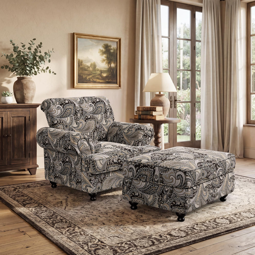 Modern Farmhouse Loveseat Sofa, Chenille Upholstery with Nailhead Trim, Small Couch for Living Room, Bedroom, Office, or Apartment, Includes 4 Accent Pillows