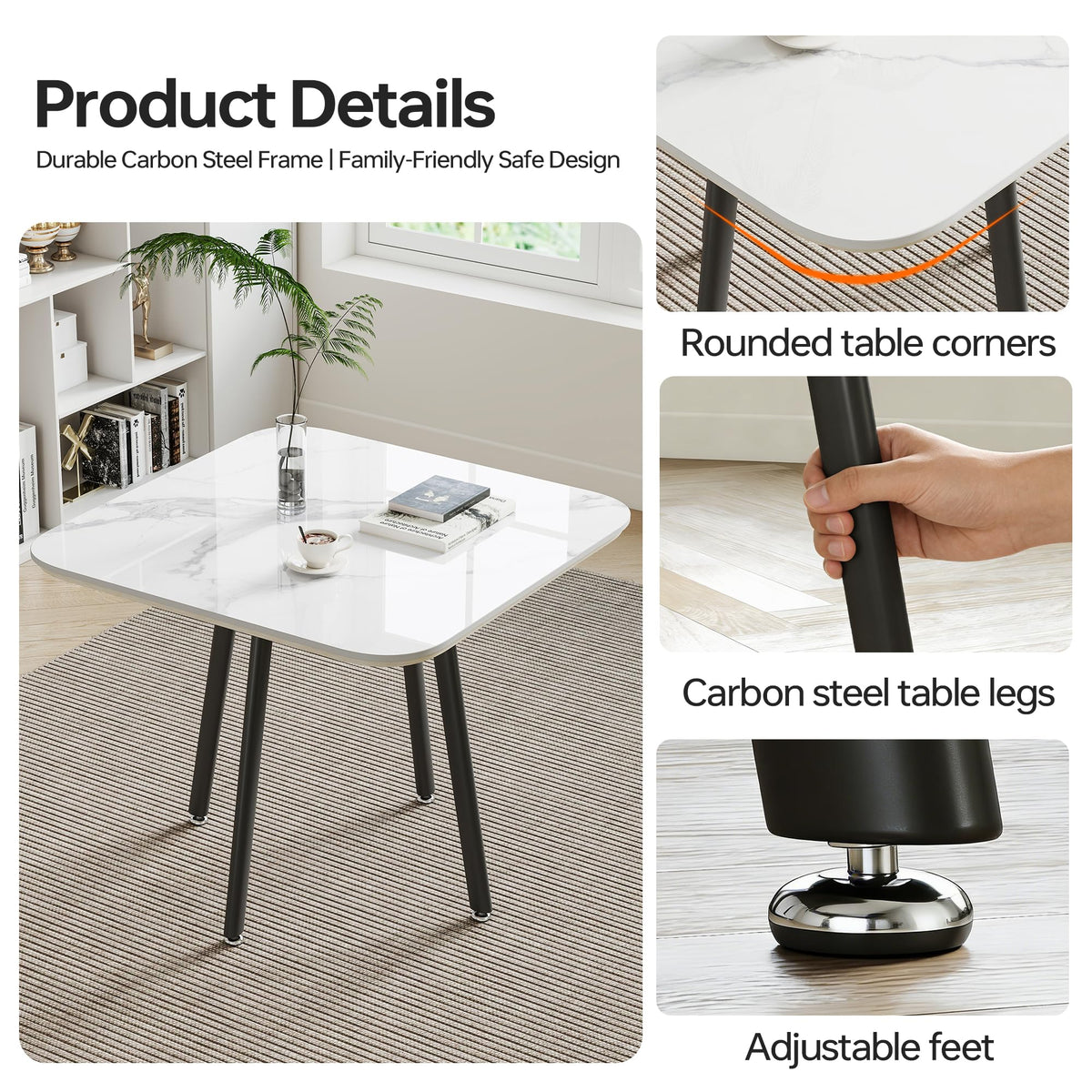 Round Sintered Stone Dining Table Set for 4
