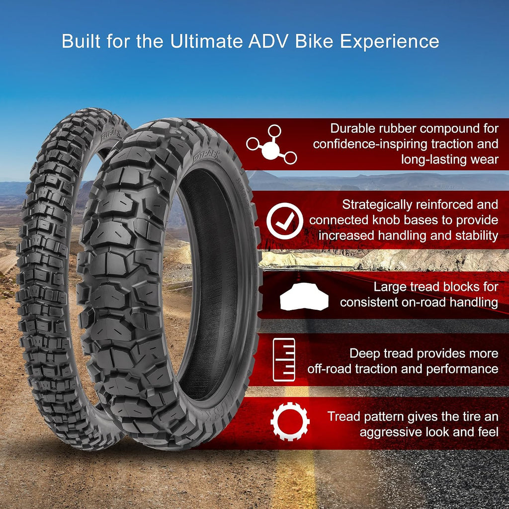 Tusk 2Track Adventure Motorcycle Tire Set â 90/90-21 Front & 130/80-17 Rear â Dual-Sport Off-Road Tires