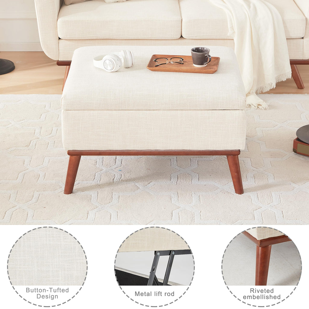 Kingfun 2 Piece Loveseat and Sofa Sets, Mid Century Modern Love Seat Couches for Living Room, Button Tufted Upholstered Furniture, Small Couch for Bedroom, Office, Beige