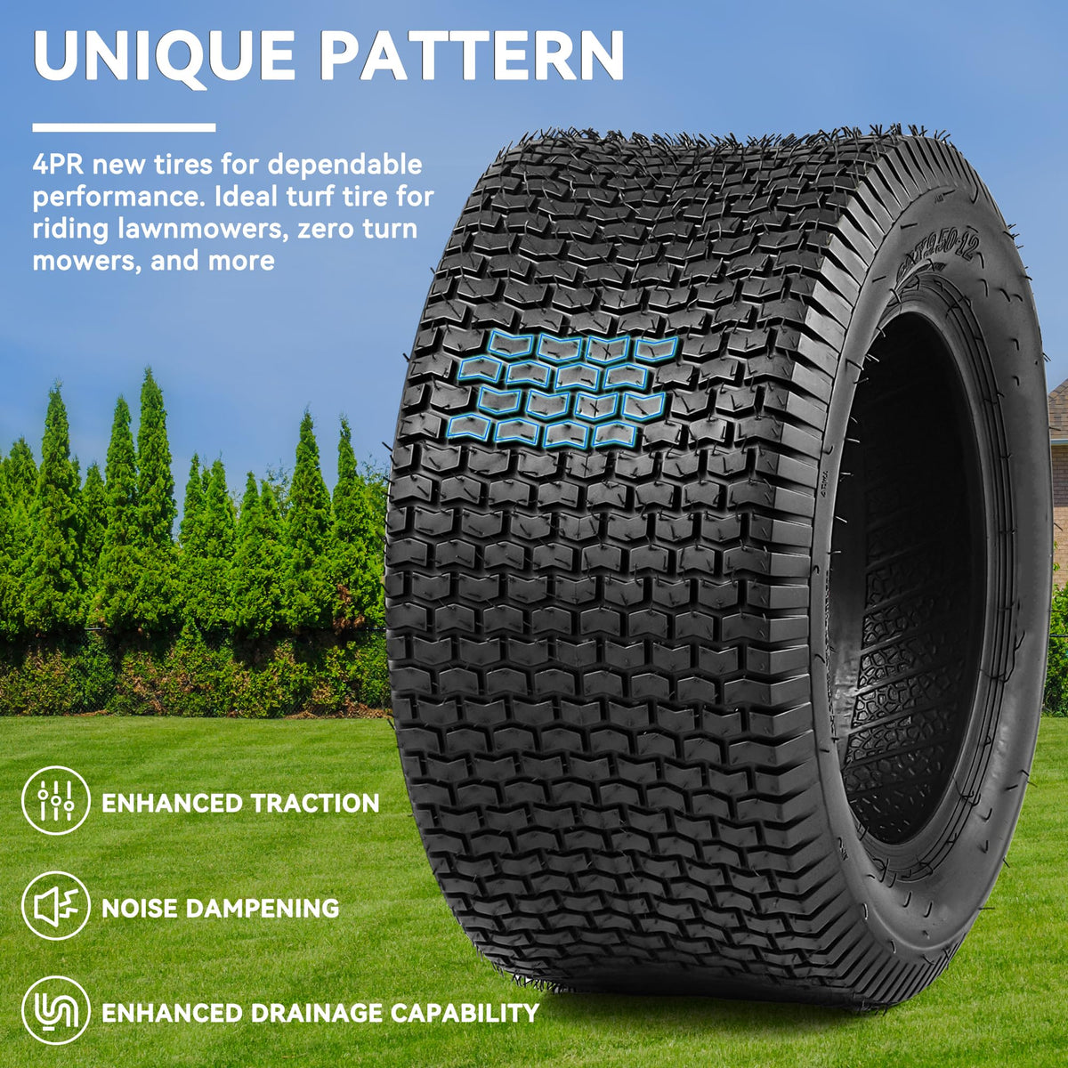 YITAMOTOR 20x10.00-8 Lawn Mower Tires, 4 Ply Tubeless Tractor Turf Tire